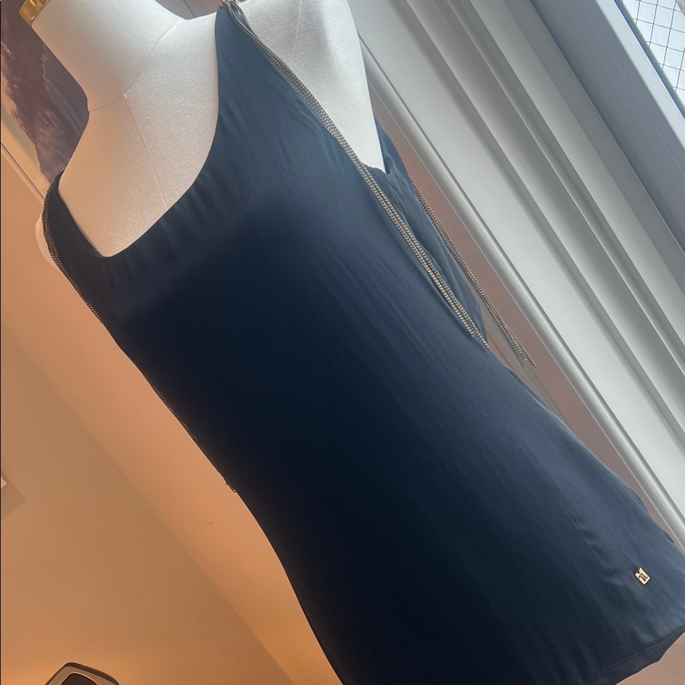 T3 Elegant Black Blouse with Gold Detailing
